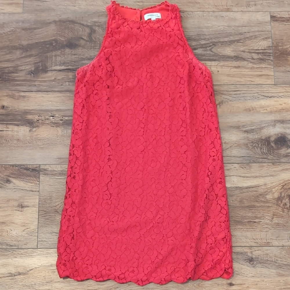 Monteau Vibrant Red Lace-Like dress